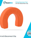 Three Quarter Inch Disconnect Clip For Push To Connect Brass Plumbing Fittings Quick Release Tool No Tools Needed For Easy Removal Fits Universal Push To Connect Brass Fittings U712A, shown in orange with brand logo.