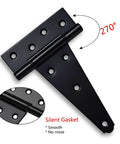 6 Inch T Strap Shed Door Hinges Heavy Duty Black Tee Hinge For Wooden Fences Yard Doors Barn Doors And Gates Rustproof 2mm Steel