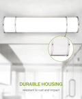 24 Inch LED Vanity Light Bar With 3 CCT Dimmable Modes, installed over mirror with nickel finish for bright bathroom lighting