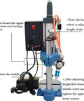 Desktop Pneumatic Punch Press Machine With 110V Power And 440 Lb And 200 Kg Of Force, detailed view with instructions.