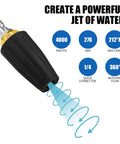 Turbo Nozzle For Pressure Washer 4000 PSI Rotating Spray Tip With One Quarter Inch Quick Connect 4.0 GPM Heavy Duty