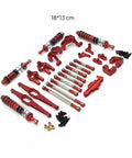 Up Your Game With This Sleek Adjustable Metal Steering Linkage Rod Assembly, featuring red metal parts and shock absorbers for Wltoys 12429.