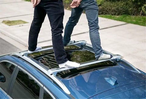 Volkswagen Taos Roof Rack Cross Bars 2 Pcs Aluminum With Anti Theft Lock Heavy Duty Fit 2022 2023 2024 2025 on car with people standing
