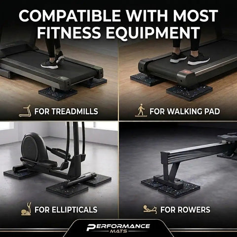 4 Pack Floor Protector Mats for Home Gym Treadmill and Bike Leg Pads, compatible with treadmill, walking pad, ellipticals, rowers.