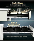 120 Lb Heavy Duty 22 Inch Side Mount Drawer Slides Full Extension Soft Close Glides image showing smooth quiet hydraulic closing.