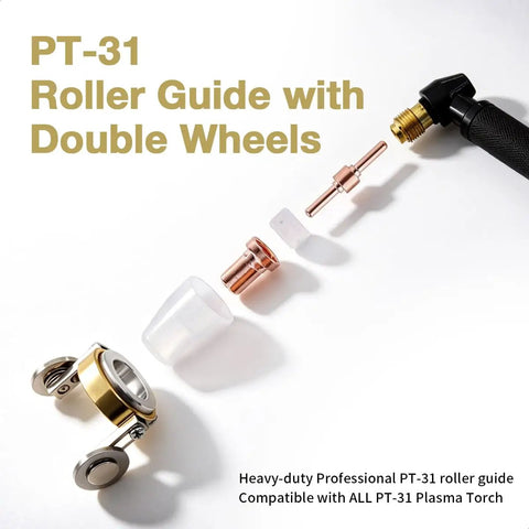 PT 31 Roller Guide Plasma Cutter Torch Stand Off With Double Wheel Spacer For Smoother Pro Grade Cuts Fits Cut 40 Cut 50D LGK 40 LG 40 PK 1 Improves Balance And Cutting Performance, disassembled view
