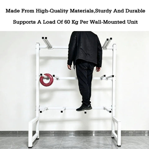 Heavy Duty Lean Pipe Material Cart Hella Tough Frame With Iron Wire Hanging Rack For Coil Storage No Nonsense Workspace Organizer with 60 kg support.