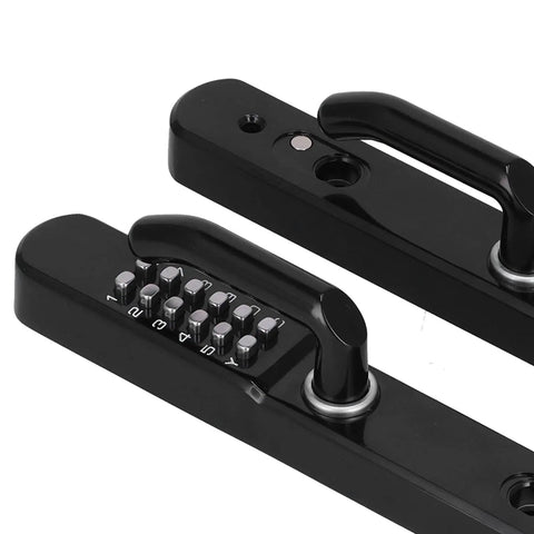 Heavy Duty Outdoor Door Lock With Sleek Keypad And Spare Key, Built Tough Battery Free Aluminum Alloy Gate Lock For Courtyard Entry, Matte Black Finish close-up of keypad and handle
