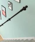 No Nonsense Wrought Iron Handrail 18 Ft Indoor Outdoor Stair Safety Bar With Wall Mount Brackets on wall beside stairs.