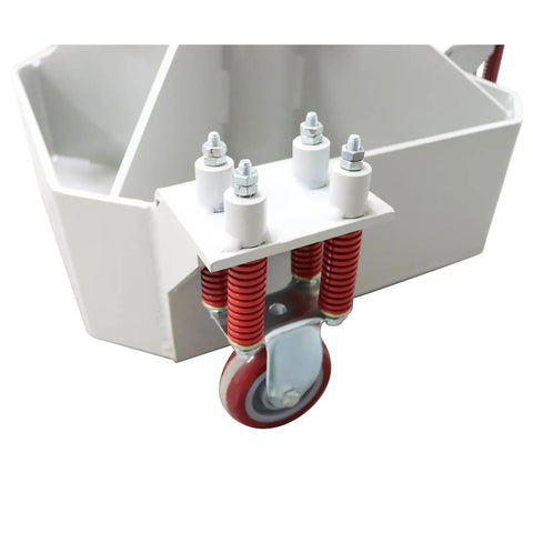 Close-up of 2.7 Ton Car Body Pulling System With Movable Frame And Floor Chassis Straightening Machine caster and spring mechanism