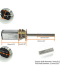 Dimensions and close-up view of Tiny But Mighty N20 Micro Gear Motor 5V DC 30RPM Geared Motor For Robotics in set of 3.