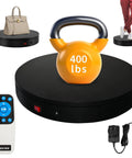 Heavy Duty Remote Controlled Motorized Turntable With Speed Adjustment For Professional 3D Scanning And Showcase Photography Rotating Platform That Handles Massive Loads Up To 400 Pounds Smoothly with 400 lbs kettlebell.