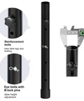 Detailed view of Four Pack Adjustable Folding Table Leg Extenders showing reinforcement and eye bolts for stability and height adjustment.