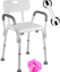 Adjustable Shower Chair With Back And Arms Free Suction Grab Bar Anti Slip Bathtub Seat For Inside Shower Ultimate Bath Safety And Comfort For Elderly And Disabled