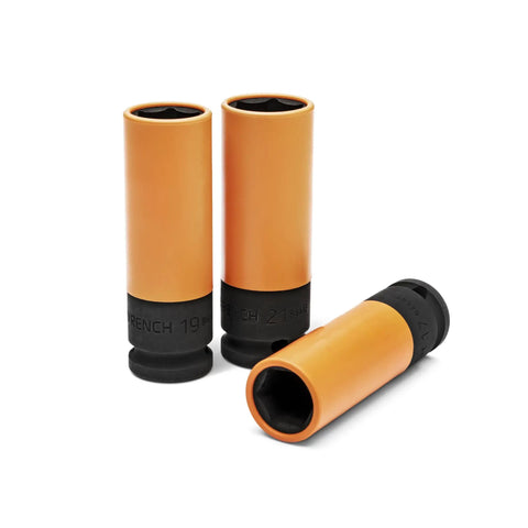 Half Inch Drive Tough As Nails Wheel Protector Impact Socket Set With Thin Wall Design And Protective Outer Sheath