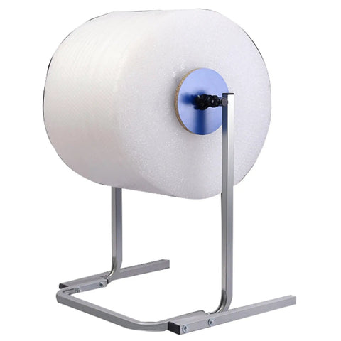 Heavy Duty Vertical Wrap Roll Dispenser For Foam Cushion Film Foldable Steel Packing Station with foam roll on stand.