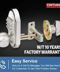 Keyless Entry Door Lock With Keypad And Deadbolt Stainless Steel 304 Mechanical Lock For Home Or Apartment, gray finish.