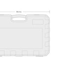 Diagram of case for Three Eighths Inch Drive Socket Set With Hex Torx Phillips Slotted And Square Bit Sockets, 53 Piece Go To Kit