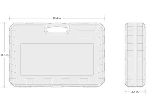 Diagram of case for Three Eighths Inch Drive Socket Set With Hex Torx Phillips Slotted And Square Bit Sockets, 53 Piece Go To Kit