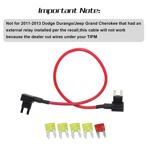 TIPM Repair Fuel Pump Relay Bypass Cable for Dodge Ram 1500 2500 3500 and Jeep Grand Cherokee Wrangler Durango Town and Country Grand Caravan Liberty VW Routan Replacement CBWPR091AA with fuses
