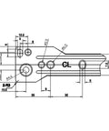 Technical diagram of Heavy Duty 550mm Partial Extension Roller Drawer Rails for smooth glide and overlying mounting.