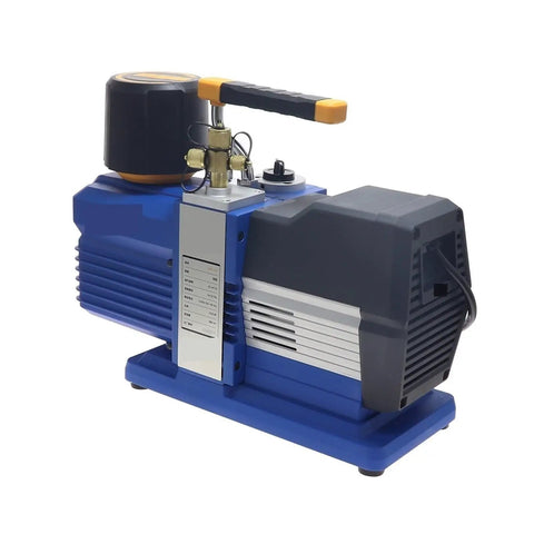 Heavy Duty Two Stage Vacuum Pump With Automatic Refill Kit, 15 Cfm 3/4 Hp double vane side view showing design and features.