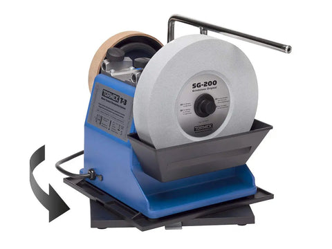 Rotating Swivel Base For Sharpening And Honing Systems with T-3 grinder, low profile design, black polymer construction