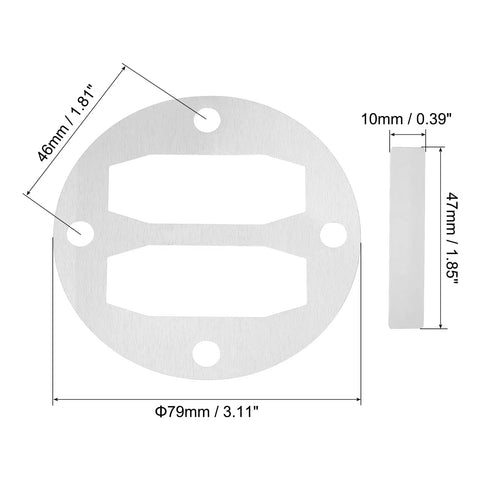 Head Gasket Kit With Reed Valves Replacement For Central Pneumatic Air Compressors, aluminum gasket dimensions shown