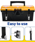 2 Pack Heavy Duty 9.5 Inch Rubber Hood Latches with brackets on yellow toolbox, stainless steel keepers for easy install