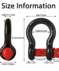 Size information of Six Piece Five Eighths Inch D Ring Shackles Heavy Duty Screw Pin Clevis For Towing And Off Road Recovery.