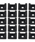 120 Pcs Heavy Duty Nylon Cable Tie Mounts Black Screw Fix Wire Organizers For Home And Office arranged neatly in rows.
