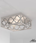 Gablecrest 2-Light Distressed White Flush Mount Ceiling Light, Dimmable, Transitional Square Fixture for Bedroom