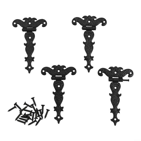 Antique Zinc Alloy T Hinges For Wooden Boxes And Cabinets Bronze Finish 69x113 mm 4 Pieces With 20 Screws displayed