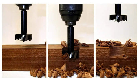 Top Shelf Five Piece Forstner Drill Bit Set With 15 mm Through 35 mm Hole Cutters Tough As Nails Steel Build for clean wood drilling.