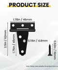 Dimensions of 8 Pcs T Strap Gate Hinges Heavy Duty 2 Inch Black Iron Tee Shed Hinges with screws for barn doors and sheds