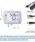 GS1 AETH1RS Ethernet And WiFi Temperature Humidity And Illumination Sensor with Data Logger and external probes details