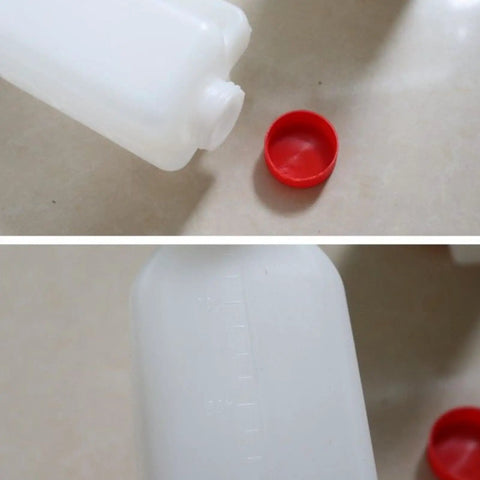 Heavy Duty Lamb Feeding Bottle With Super Soft Nipple For Chill Weaning And Straight Up Nutrition Tracking Clutch, 800ml ABS, clear markings and red cap.