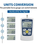 Dope Portable Digital Push Pull Force Gauge With Auto Backlight LCD Four Units N Kg Lb Oz Storage Case Auto Power Off Buzzer Alarm Battery Included 3N Max Load AMF 3 unit conversion display