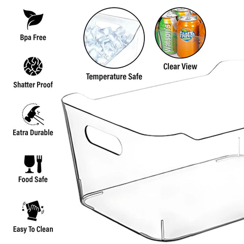 Premium Clear Plastic Storage Bins Are A Total Game Changer For Pantry Reset And Kitchen Cabinet Organization, BPA-Free, 11.2 x 7.5 x 5.1 inches.