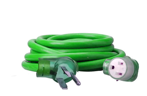 Heavy Duty Welder Extension Cord 50 Ft 8 Gauge 6-50 Plug 250V NEMA 6-50 with Lighted End ETL Listed UL Approved coiled green cable