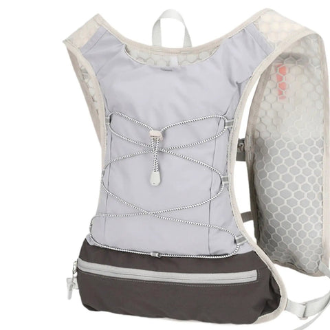 Front view of Go To Lightweight Hydration Running Backpack with Breathable Vest, Adjustable Straps, Grey