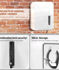 Wall Mounted 1.2MM Cold Rolled Steel EV Charger Protection Box for Tesla with combination lock and wire storage hooks.