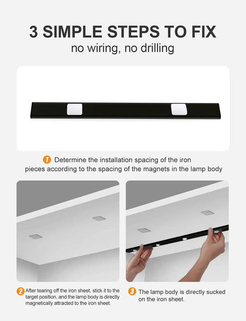Installation guide for LED Under Cabinet Lights With Motion Sensor And USB Rechargeable Cat Eye Hill Corrugated Light, 23.62 inches