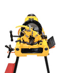 Steel Dragon Tools 300 Compact Pipe Threader Machine With Self Opening Die Head And Two Dies, front view showcasing controls and design.