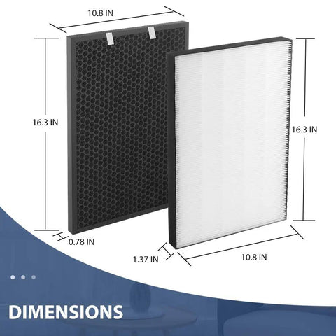Air 220 Filter Replacement Set For Air320 Air 220 Cleaner Purifier Compatible With 2609A 2678 HEPA Filter Plus Pre Filter size dimensions