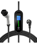 On The Go Powerhouse Plug And Play Portable EV Charger With 16 Amp 3.6 Kilowatt Output For Type One Type Two Gbt Connectors showcasing charger display and cables.