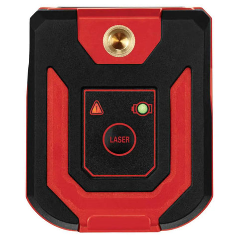 Close-up front view of 50 Ft Red Self Leveling Cross Line Laser Level With Horizontal And Vertical Lines, USB Rechargeable.
