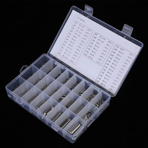Heavy Duty 280Pcs Stainless Steel Roll Pin Set With Slotted Pins Assortment Kit M1.5 to M8 in durable plastic box
