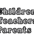 Solid Quality Chalkboard Letter Cutouts For Classroom Decor And Homeschool Projects Back To School Bulletin Board Wall Styling Vintage white letters spelling "Children Teachers Parents"