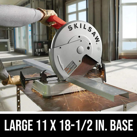 Lightweight 14-Inch Abrasive Cut Off Chop Saw With D Handle And Guard, Chip Deflector, Stamped Steel Guards, Big 11X18.5 Inch Base
